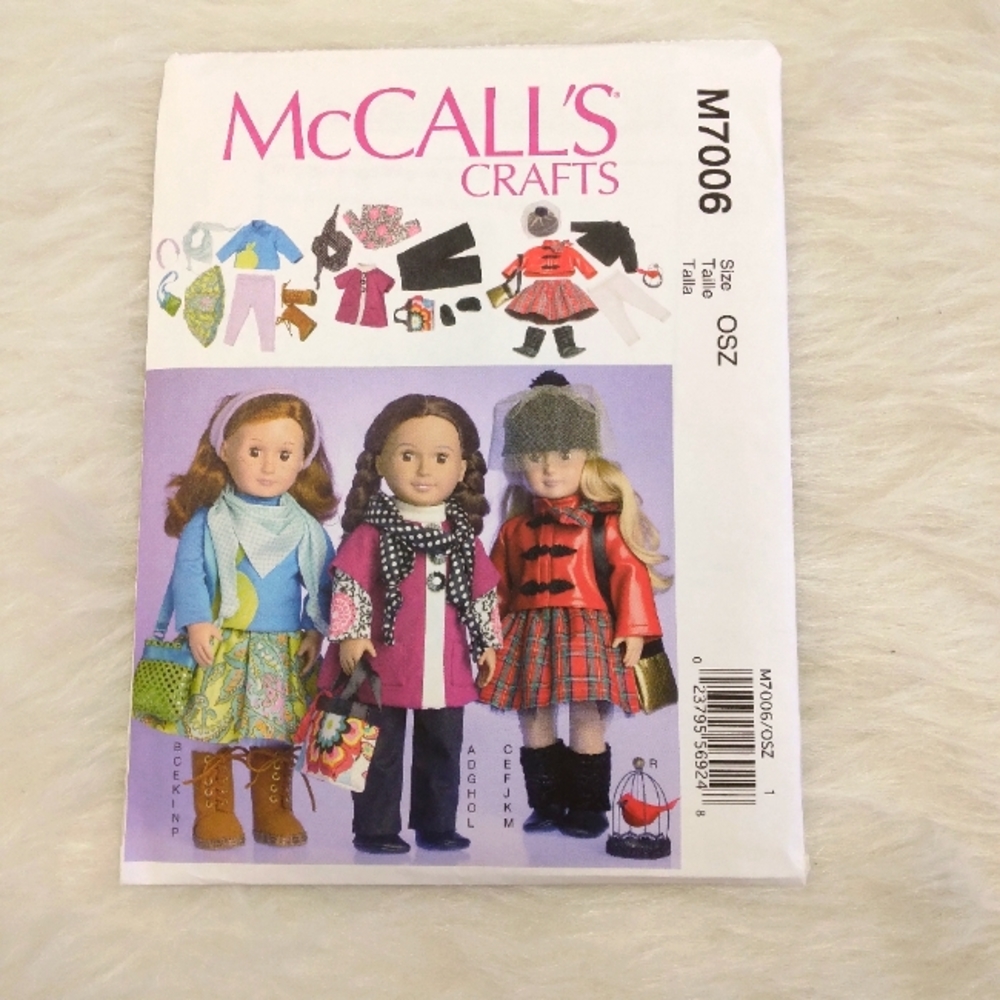 McCall's M7006 Wardrobe for American Girl Doll outerwear, birdcage & more